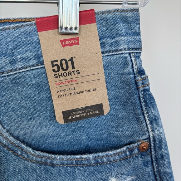 Levi's 501 Distressed Denim Shorts Size 31 NWT - Picture 3 of 8